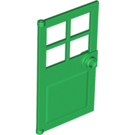 LEGO® deur, 1x4x6 met 4 raampjes, deurknop voor in frame GROEN