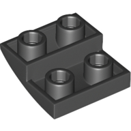 LEGO® 6211476 ZWART - H-39-C LEGO® curved 2x2 inverted ZWART