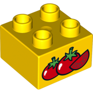LEGO® DUPLO® 6173774 GEEL - ML-11 LEGO®  DUPLO®   2x2 GEEL met afbeelding tomaten