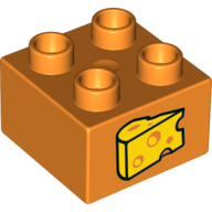 LEGO® DUPLO® 6173757 D ORANJE - ML-3 LEGO®  DUPLO®   2x2 DONKER ORANJE met afbeelding kaas